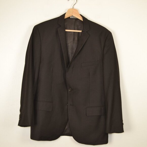 Tazio Italy Wool Blazer Mens 42S Button Down 3 Pockets Business Sport Coat Black - Picture 1 of 9
